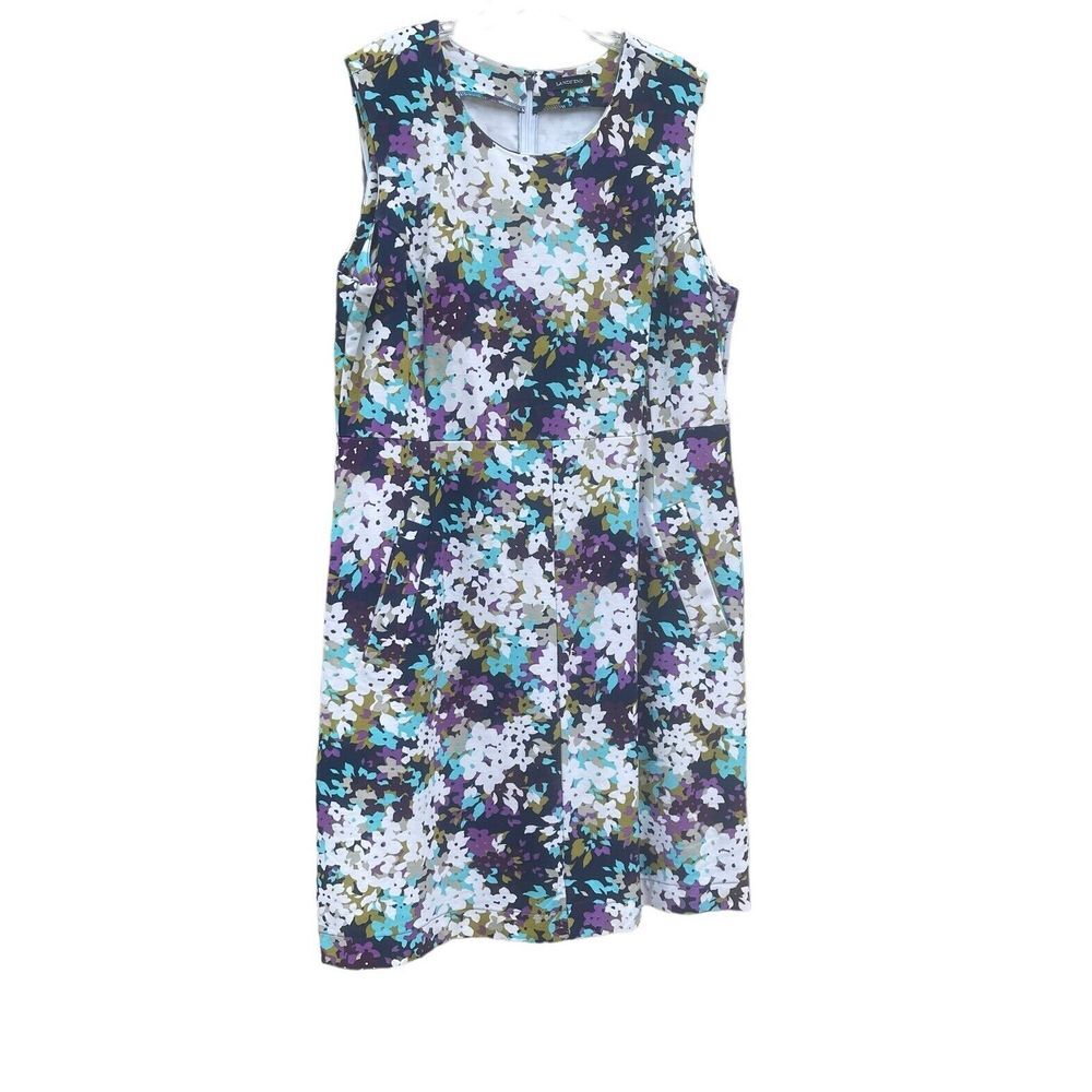 Lands End Women's Sleeveless Floral Print Sheath Dress EST. Size 10/12